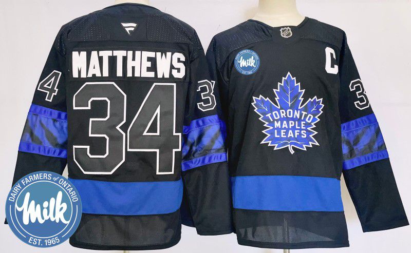 Men Toronto Maple Leafs #34 Matthews Black Fanatics 2025 NHL Jersey style 1